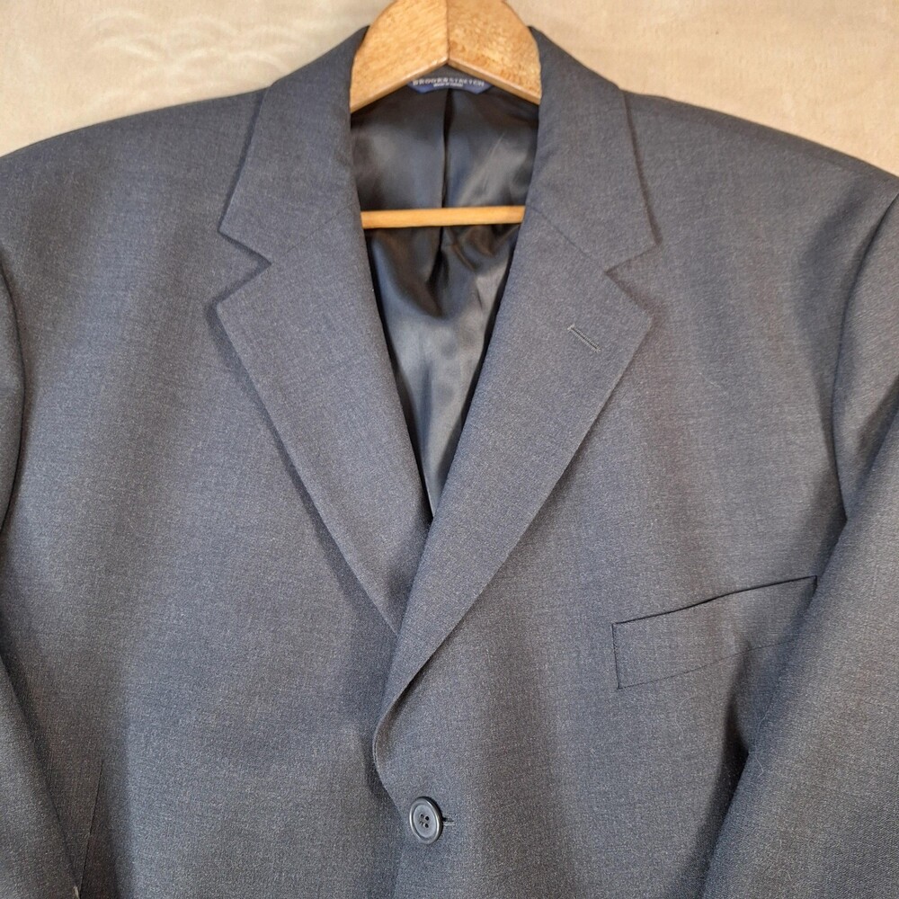 Brooks Stretch Suit Jacket Mens 48 Long Gray Wool Single Vent 3 Button Formal
